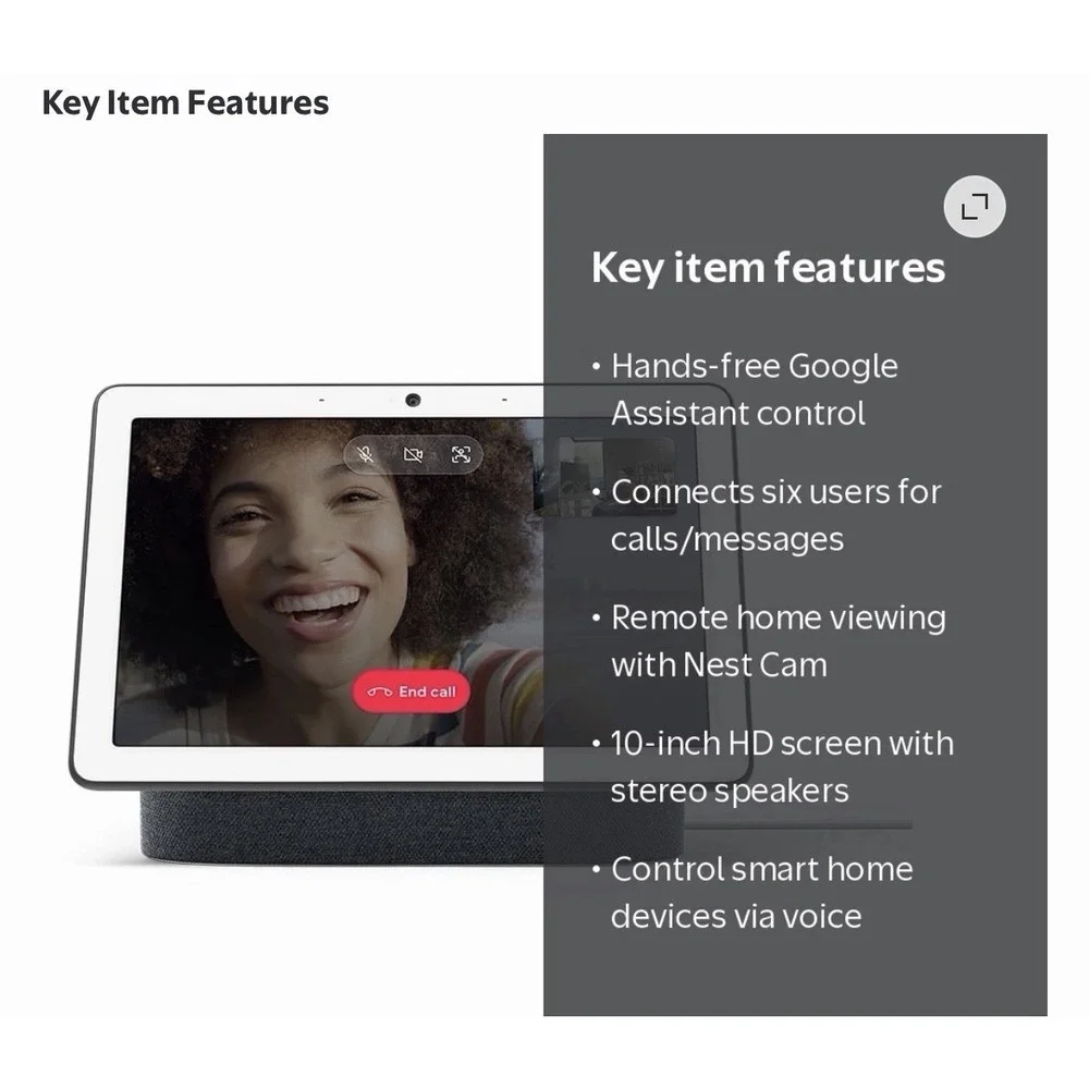 SEALED NEW Google Nest Hub Max 10 Inch Display Charcoal Color (GA00639-US)